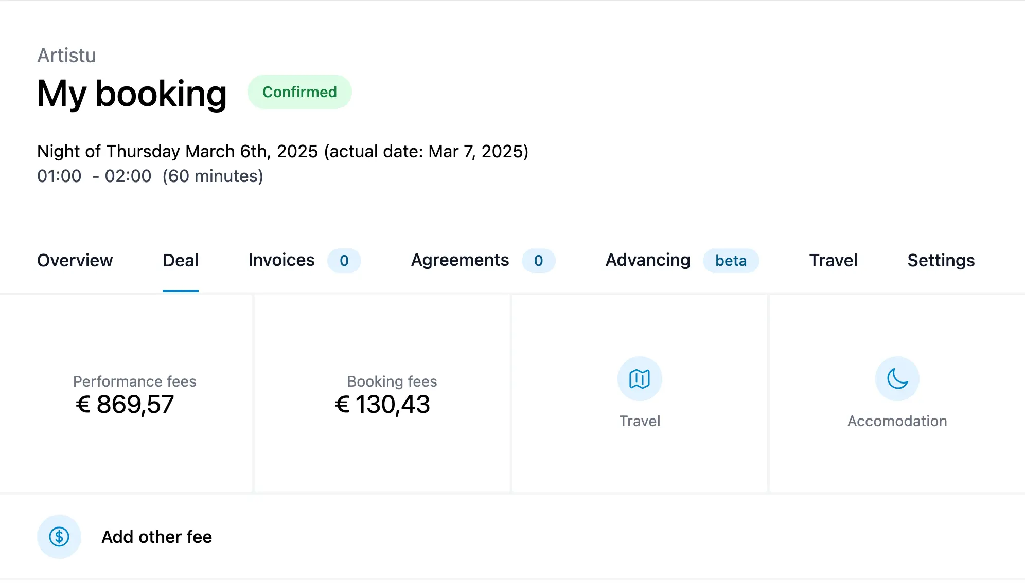 Sezione deal con commissione di booking inclusiva